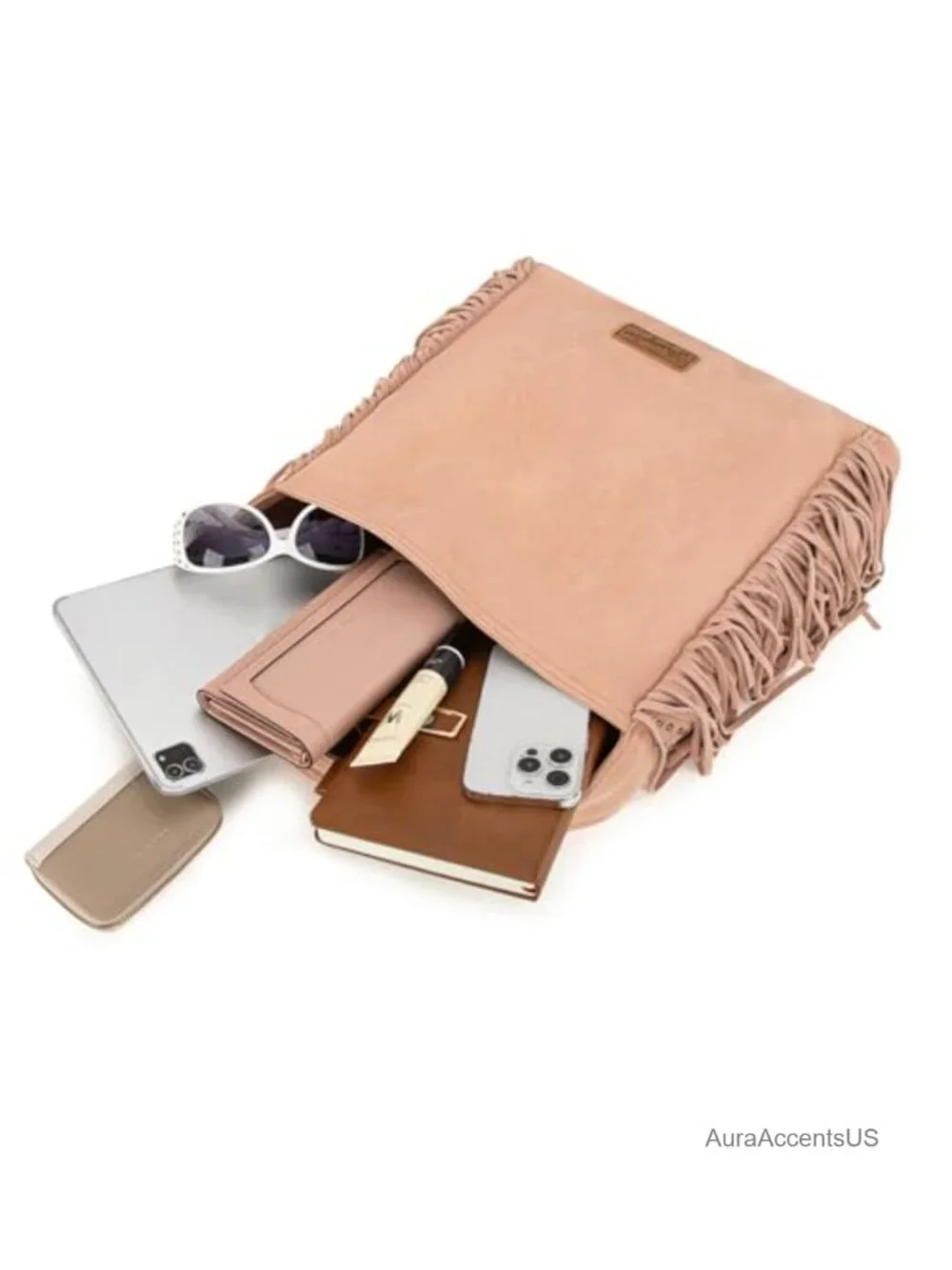Suede Fringe Hobo Bag Western Tassel Shoulder Purse